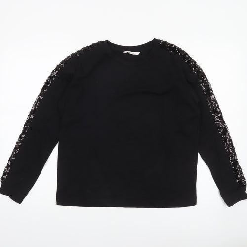 Tu Women’s Black Sequin Sleeve Pullover Sweatshirt Size 8