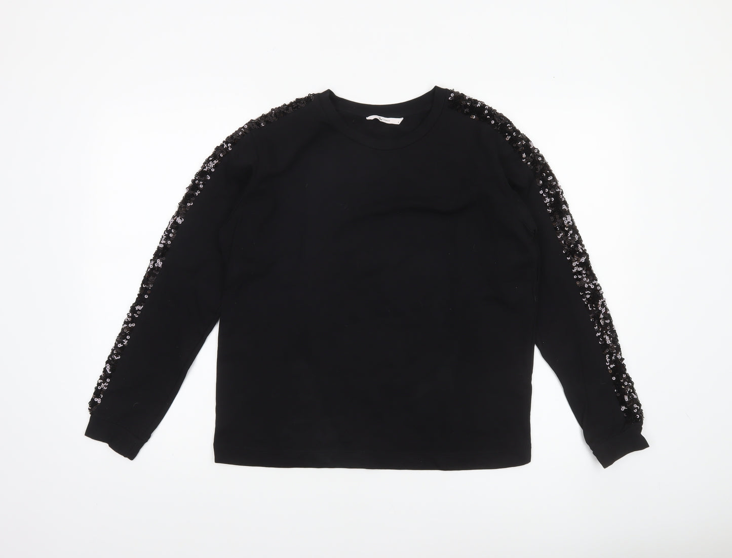 Tu Women’s Black Sequin Sleeve Pullover Sweatshirt Size 8