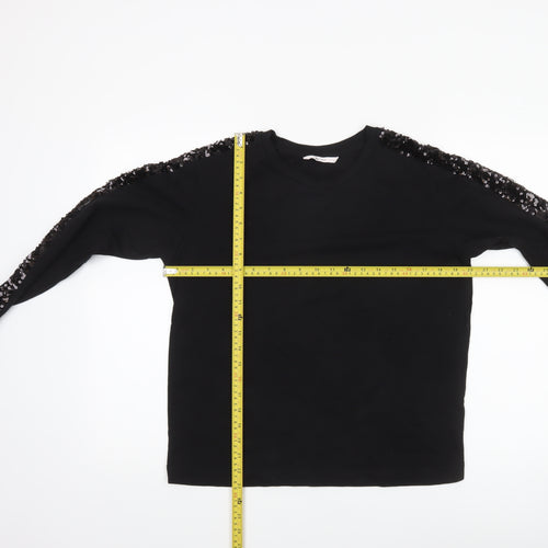 Tu Women’s Black Sequin Sleeve Pullover Sweatshirt Size 8