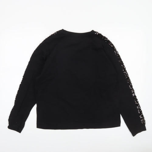 Tu Women’s Black Sequin Sleeve Pullover Sweatshirt Size 8