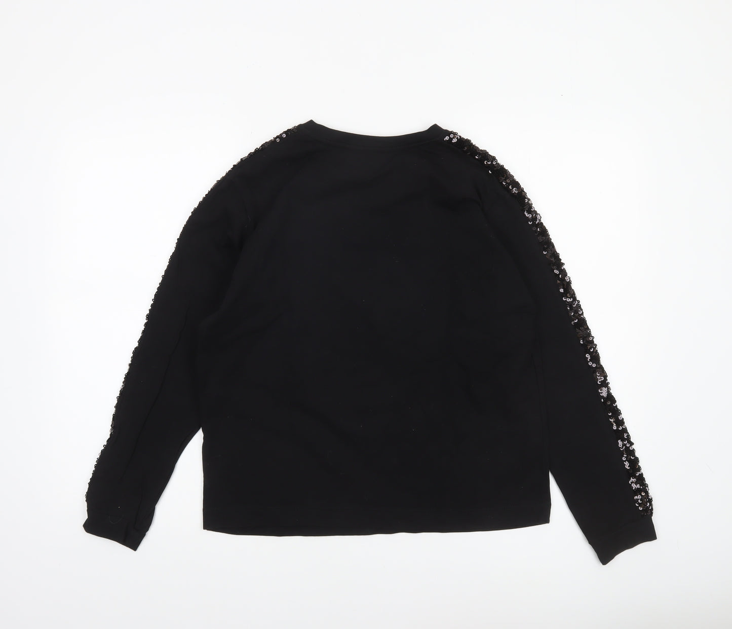 Tu Women’s Black Sequin Sleeve Pullover Sweatshirt Size 8