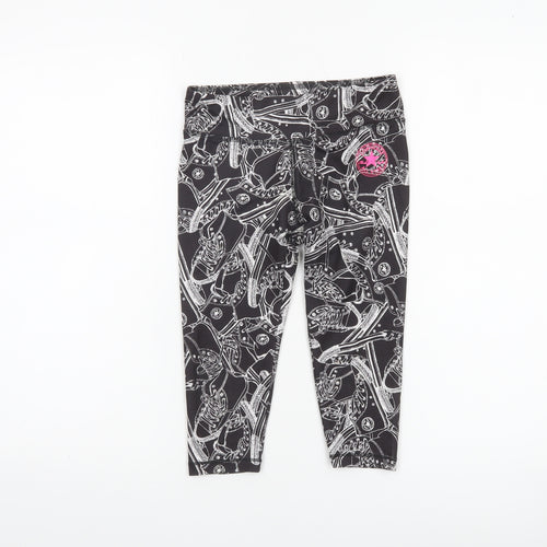 Converse Girls Black Graphic Ankle Leggings 8-10 Years Stretch Jersey