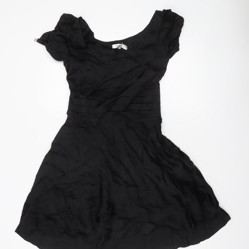 Bessini Women's Black Fit & Flare Belted Dress Size M Knee Length