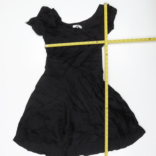 Bessini Women's Black Fit & Flare Belted Dress Size M Knee Length