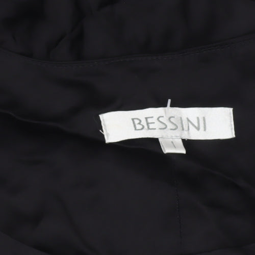 Bessini Women's Black Fit & Flare Belted Dress Size M Knee Length