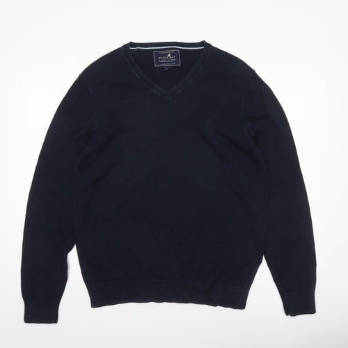 Stone Bay Men’s Blue Cotton V-Neck Jumper Size L Classic Knitwear