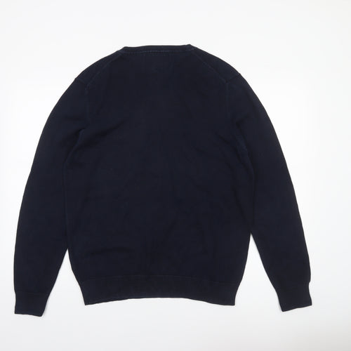 Stone Bay Men’s Blue Cotton V-Neck Jumper Size L Classic Knitwear