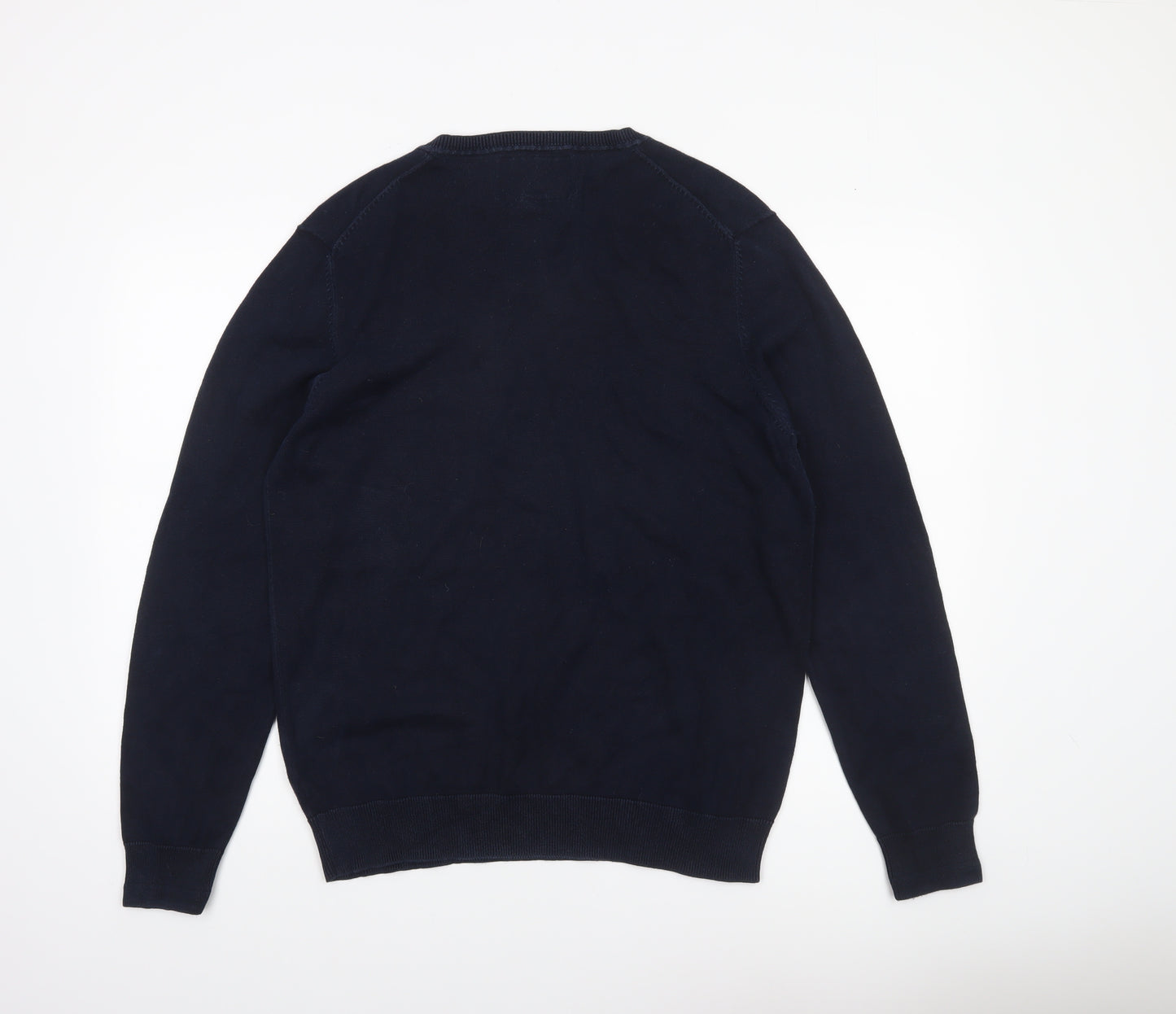 Stone Bay Men’s Blue Cotton V-Neck Jumper Size L Classic Knitwear