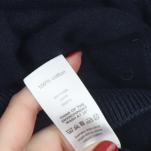 Stone Bay Men’s Blue Cotton V-Neck Jumper Size L Classic Knitwear