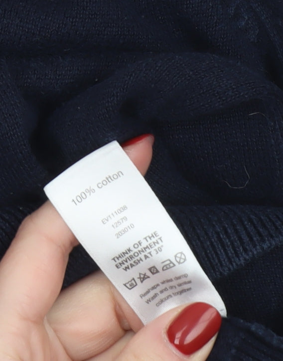 Stone Bay Men’s Blue Cotton V-Neck Jumper Size L Classic Knitwear