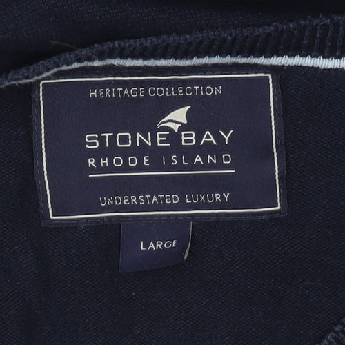 Stone Bay Men’s Blue Cotton V-Neck Jumper Size L Classic Knitwear