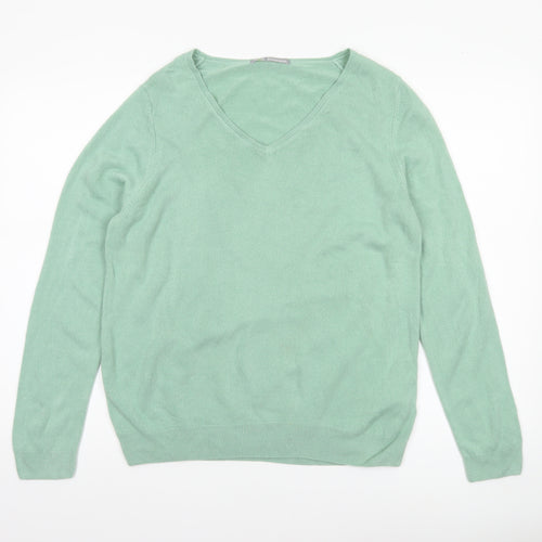 Marks and Spencer Women’s Green V-Neck Acrylic Jumper Size 18