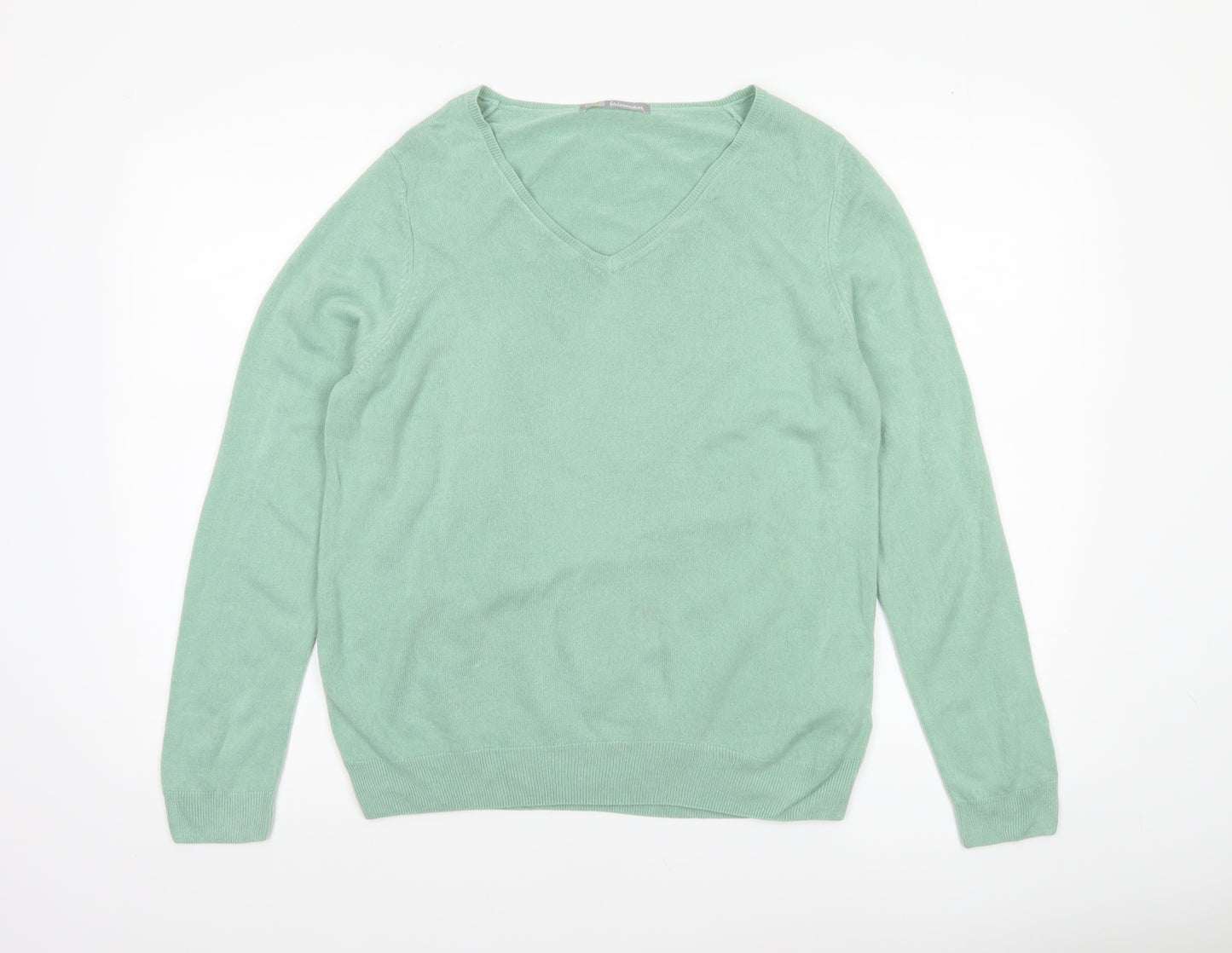 Marks and Spencer Women’s Green V-Neck Acrylic Jumper Size 18