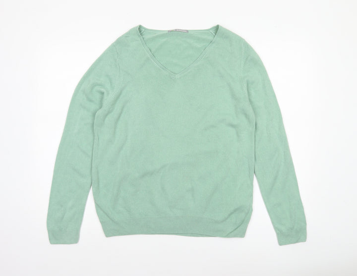 Marks and Spencer Women’s Green V-Neck Acrylic Jumper Size 18