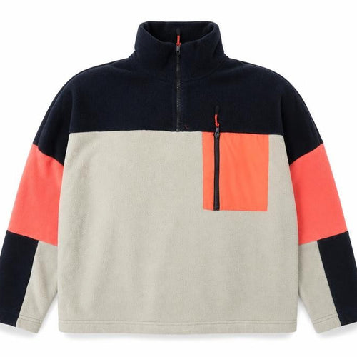 Monki Women Beige Colourblock 1/4 Zip Fleece Sweatshirt Size S