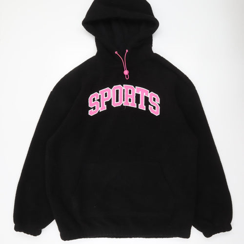 F&F Womens Black SPORTS Hoodie Size 14 Pullover Fleece