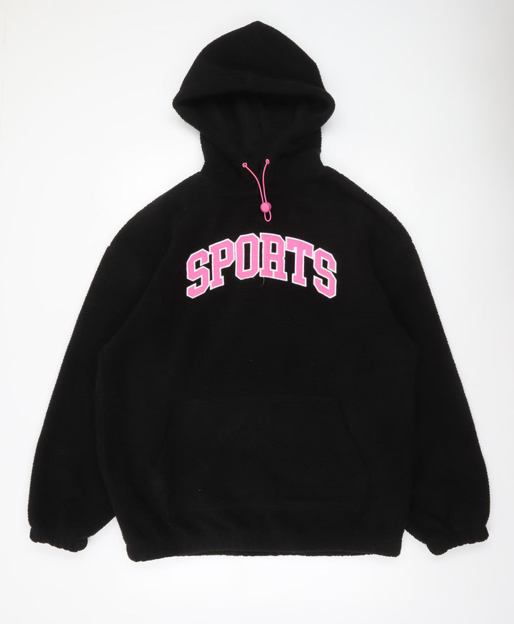 F&F Womens Black SPORTS Hoodie Size 14 Pullover Fleece