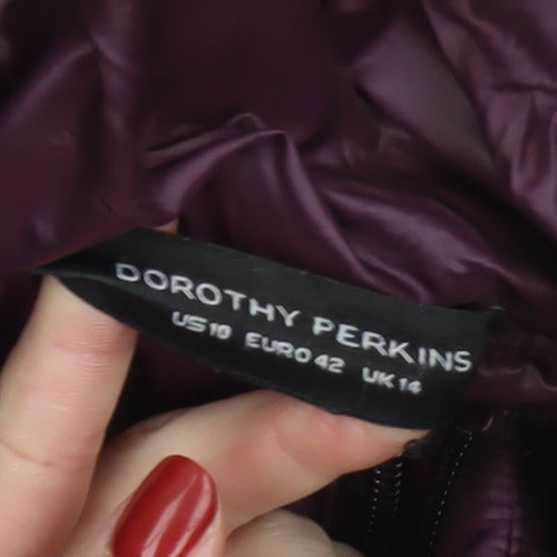 Dorothy Perkins Women's Purple Mid-Length Puffer Coat UK 14