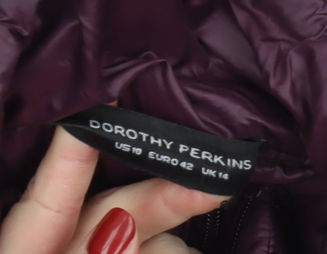 Dorothy Perkins Women's Purple Mid-Length Puffer Coat UK 14