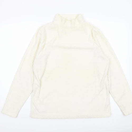 Cotton Traders Women’s Ivory Mock Neck Long Sleeve Polyester Top Size 16