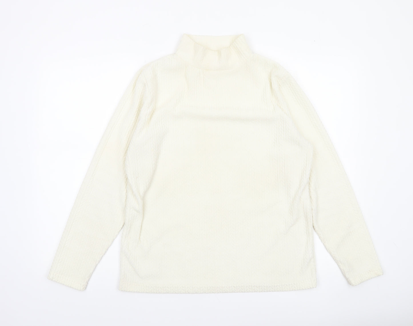 Cotton Traders Women’s Ivory Mock Neck Long Sleeve Polyester Top Size 16