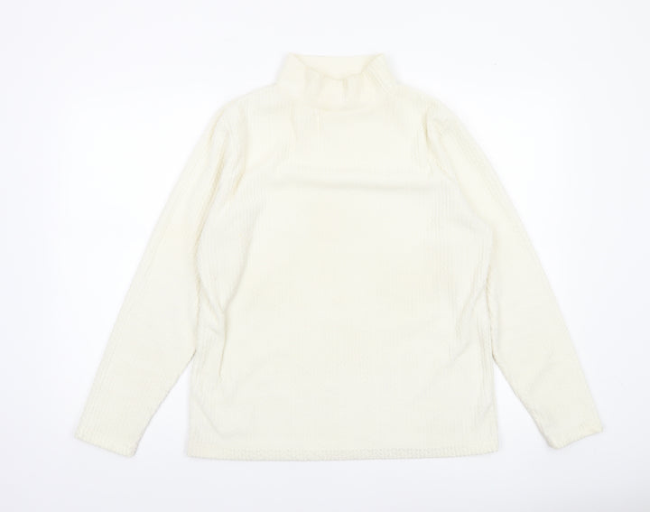 Cotton Traders Women’s Ivory Mock Neck Long Sleeve Polyester Top Size 16