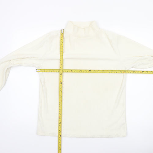 Cotton Traders Women’s Ivory Mock Neck Long Sleeve Polyester Top Size 16
