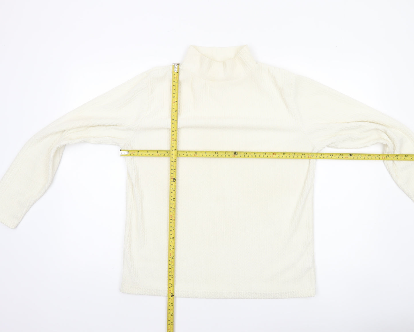 Cotton Traders Women’s Ivory Mock Neck Long Sleeve Polyester Top Size 16