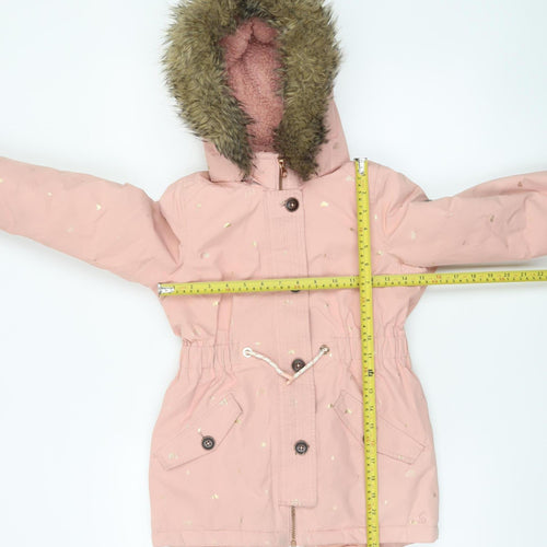 Joules Girls Pink Hooded Faux Fur Lined Parka Coat Age 8 Years