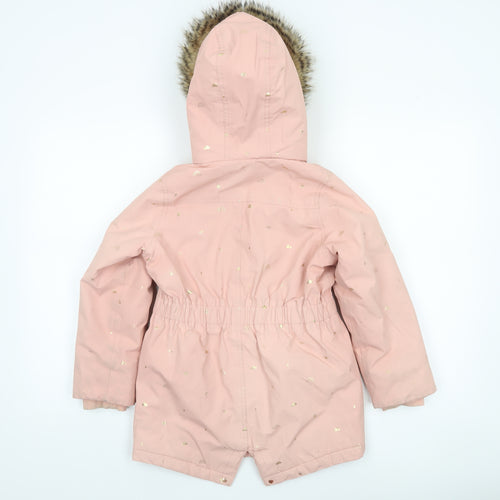 Joules Girls Pink Hooded Faux Fur Lined Parka Coat Age 8 Years