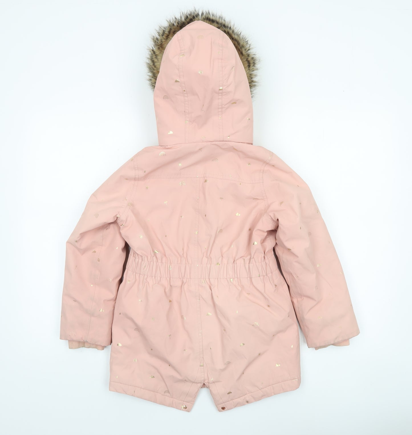 Joules Girls Pink Hooded Faux Fur Lined Parka Coat Age 8 Years