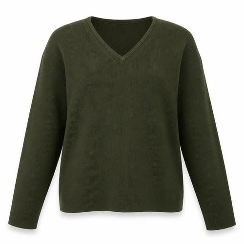 B. Moss Women’s Green V-Neck Knit Jumper Medium Acrylic Cotton