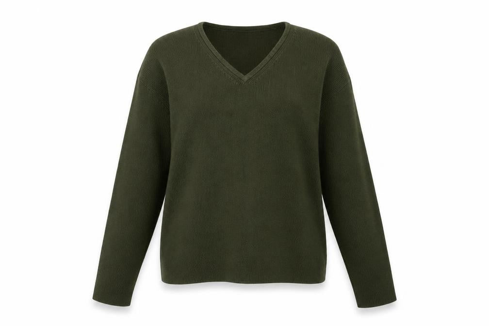 B. Moss Women’s Green V-Neck Knit Jumper Medium Acrylic Cotton