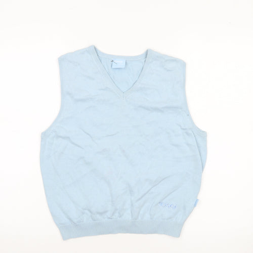 Toggi Women Blue Cotton Sleeveless V-Neck Knit Vest Jumper Size 12