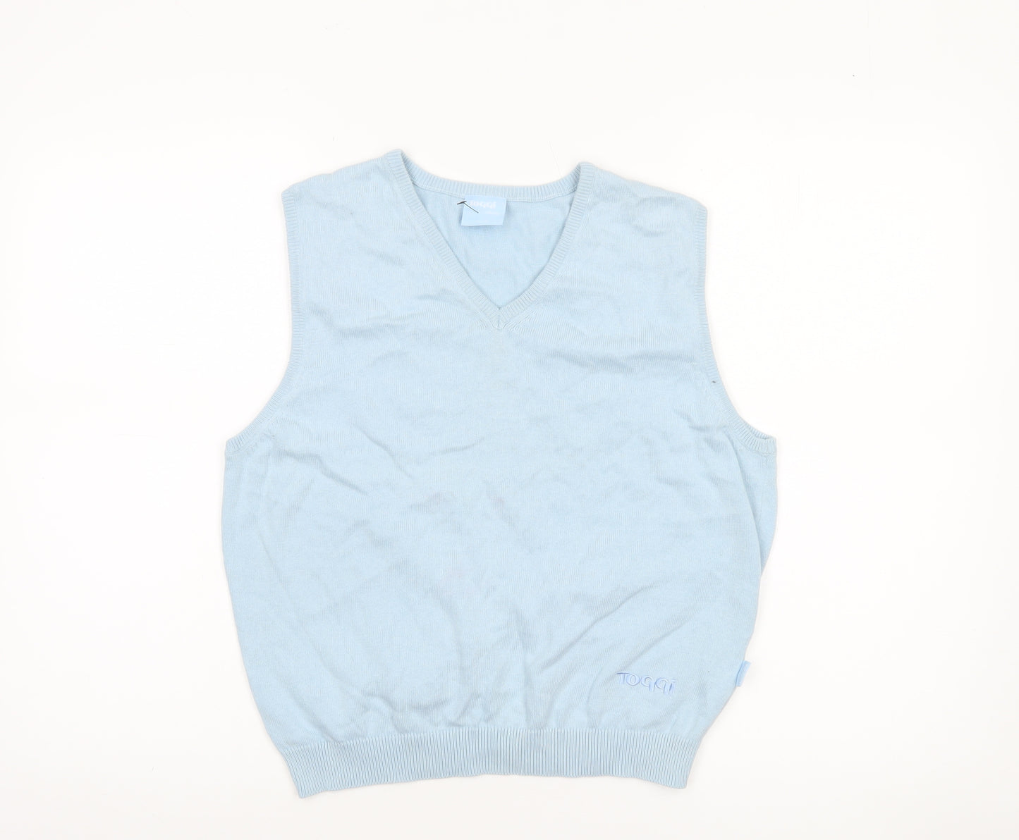 Toggi Women Blue Cotton Sleeveless V-Neck Knit Vest Jumper Size 12