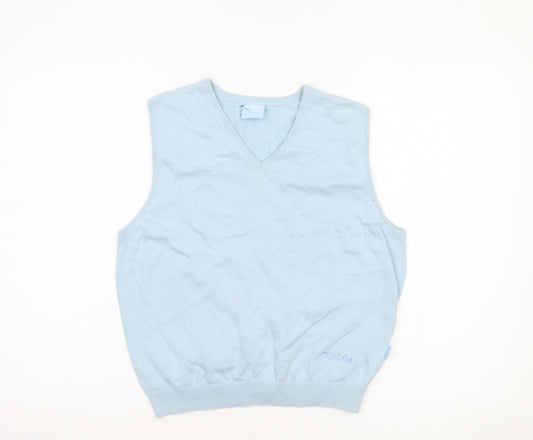 Toggi Women Blue Cotton Sleeveless V-Neck Knit Vest Jumper Size 12