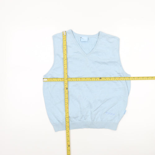 Toggi Women Blue Cotton Sleeveless V-Neck Knit Vest Jumper Size 12