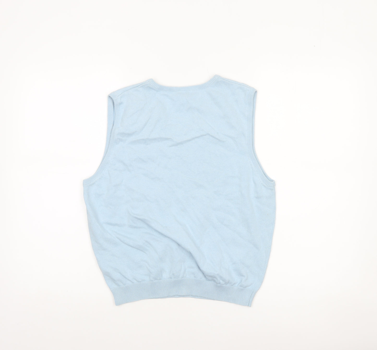 Toggi Women Blue Cotton Sleeveless V-Neck Knit Vest Jumper Size 12