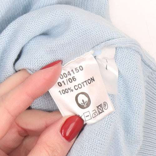 Toggi Women Blue Cotton Sleeveless V-Neck Knit Vest Jumper Size 12