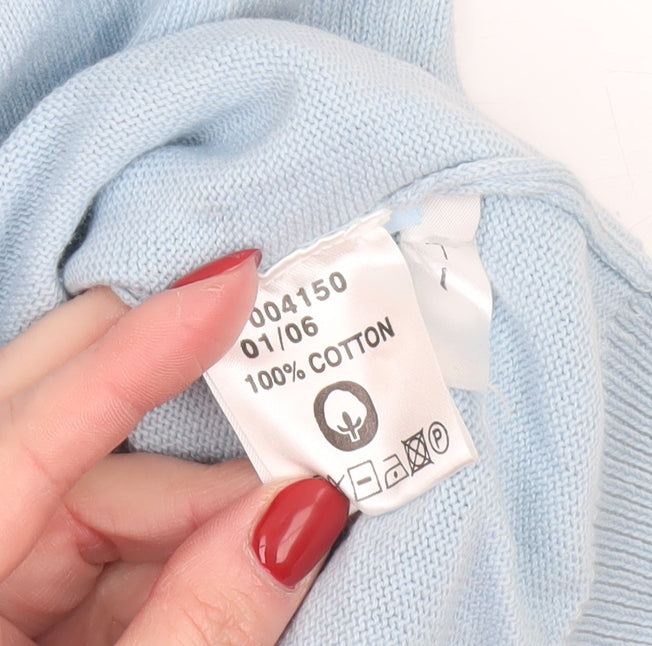 Toggi Women Blue Cotton Sleeveless V-Neck Knit Vest Jumper Size 12