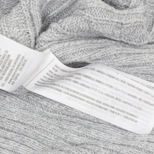 Hollister Womens Grey Cable Knit Cardigan L V-Neck Long Sleeve Jumper