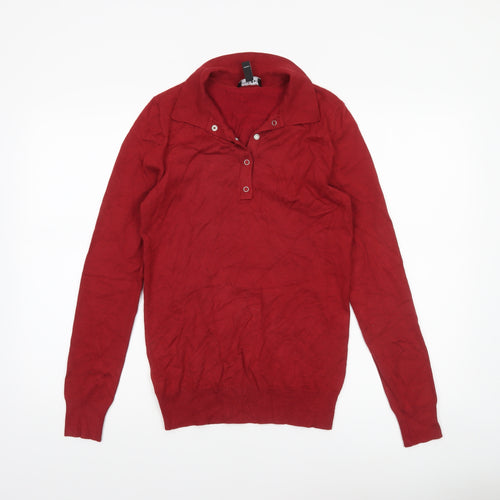 Long Tall Sally Women’s Red XS Henley Collar Knit Jumper