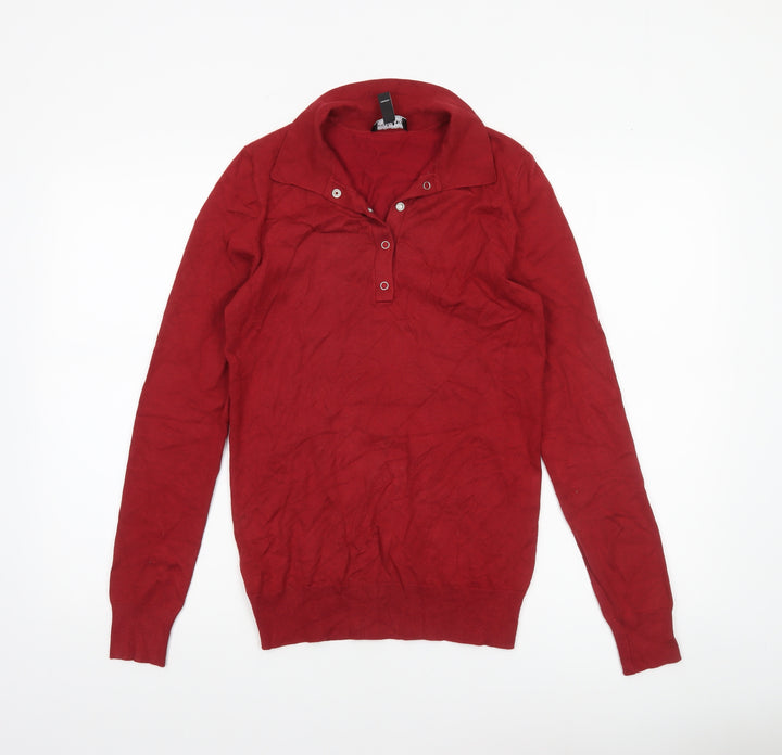 Long Tall Sally Women’s Red XS Henley Collar Knit Jumper