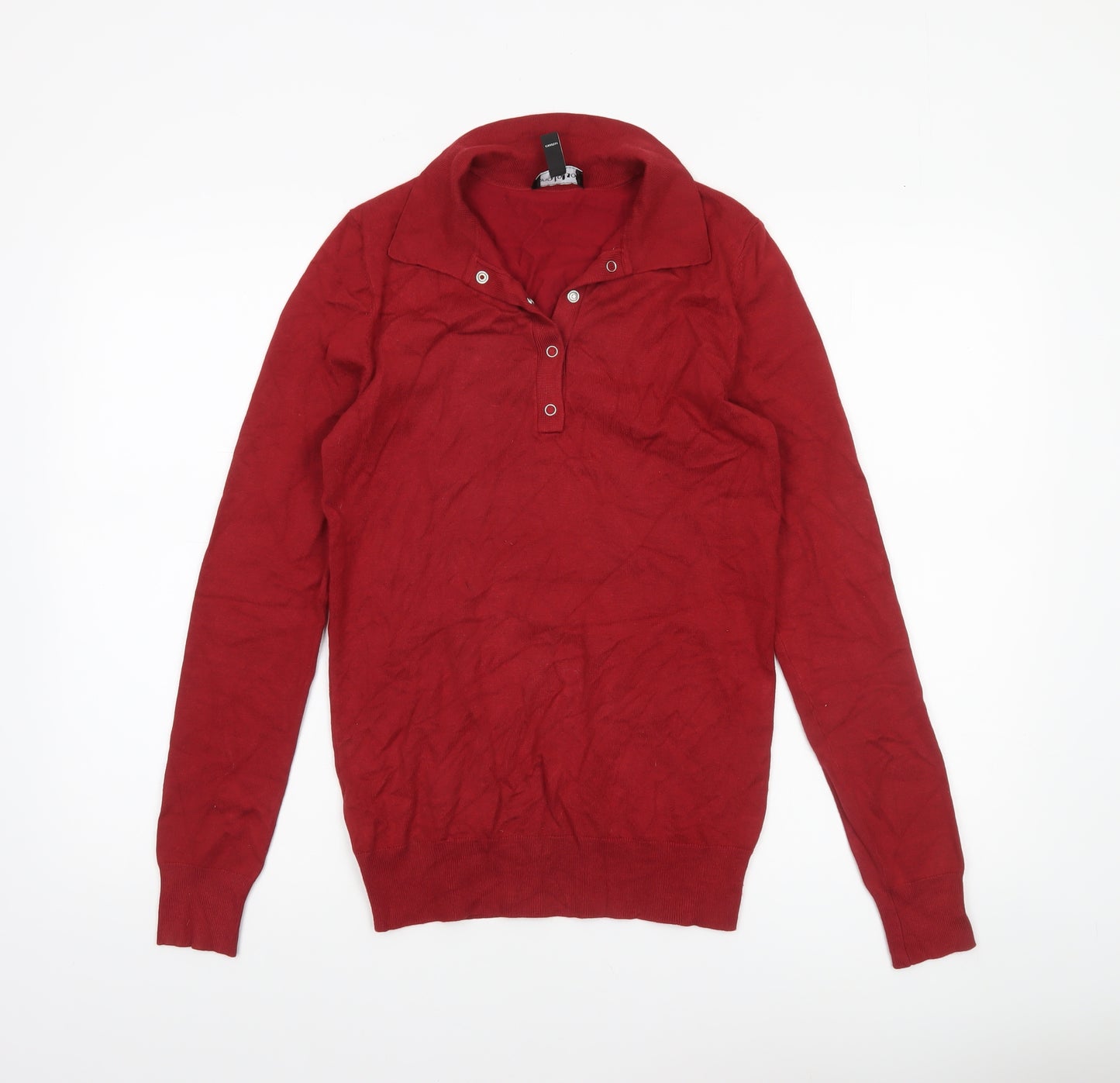 Long Tall Sally Women’s Red XS Henley Collar Knit Jumper