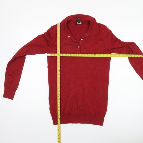 Long Tall Sally Women’s Red XS Henley Collar Knit Jumper