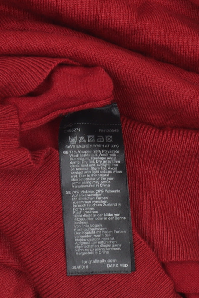 Long Tall Sally Women’s Red XS Henley Collar Knit Jumper