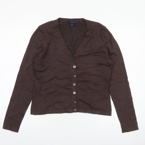 Boden Women Brown Cotton V-Neck Cardigan Size 12