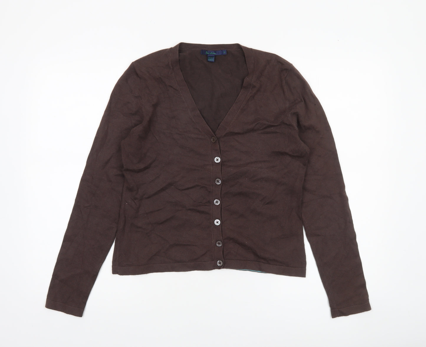 Boden Women Brown Cotton V-Neck Cardigan Size 12