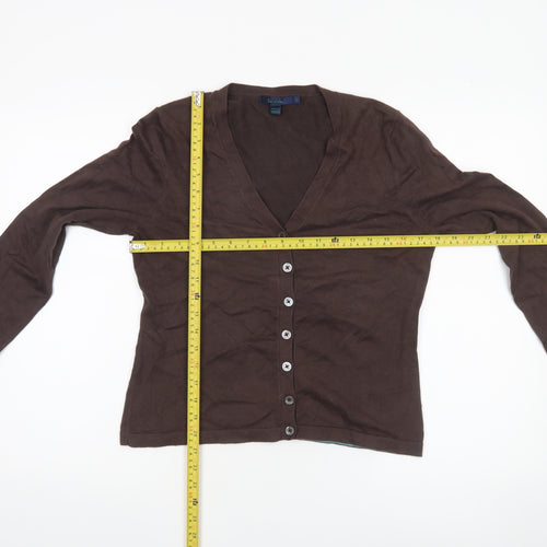 Boden Women Brown Cotton V-Neck Cardigan Size 12
