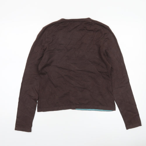 Boden Women Brown Cotton V-Neck Cardigan Size 12